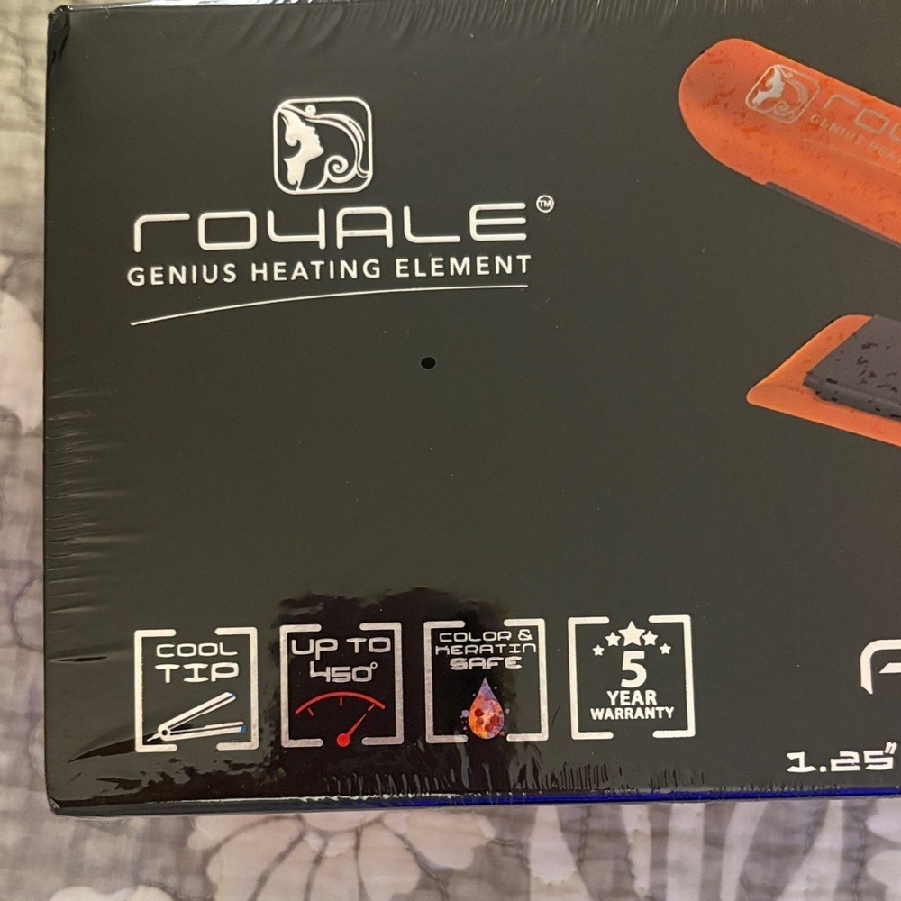 Royale Platinum Orange Citrus Hair Straightener ~ 1.25 Ceramic Plates - New - Picture 2 of 8